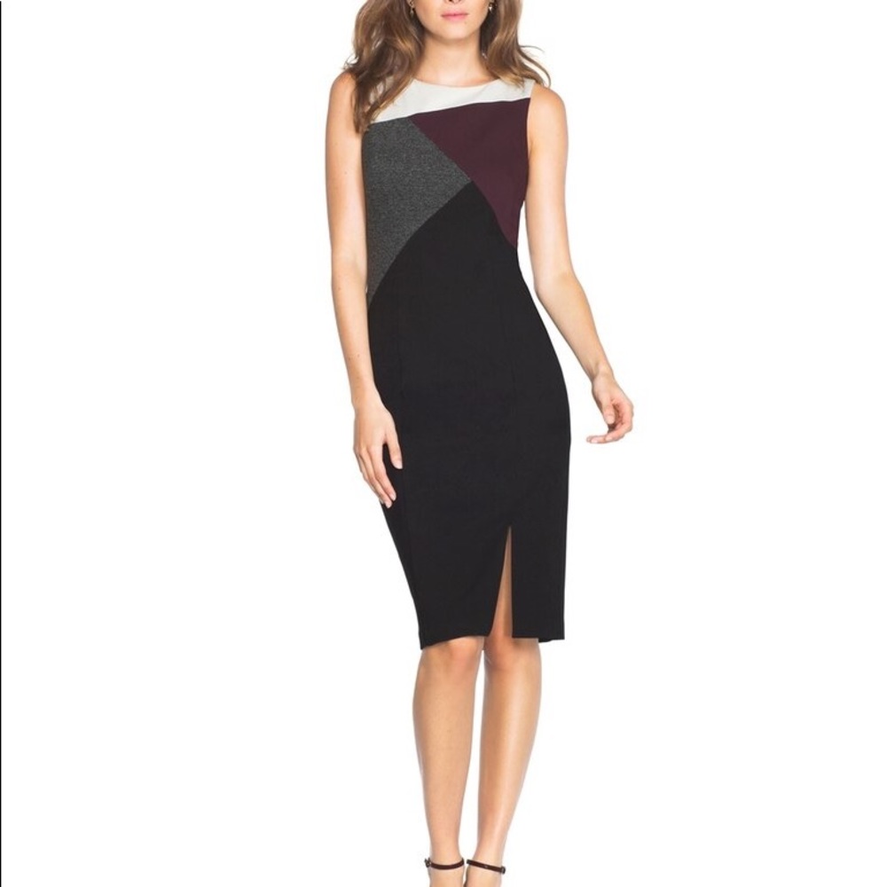 WHBM ASYMMETRIC COLORBLOCK SHEATH DRESS